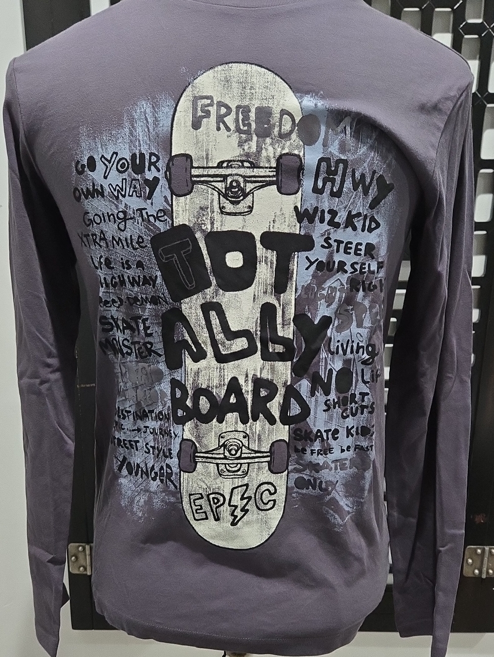 Graphic Long Sleeve Tee in Purple NWT